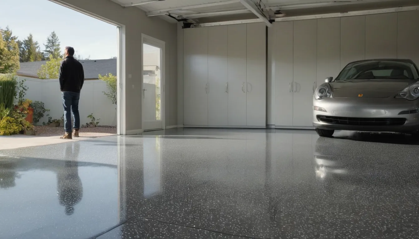 A freshly coated epoxy garage floor in a Plant City home